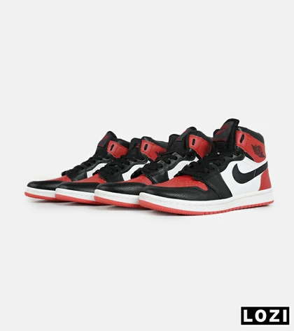 کفش کتانی مردانه و زنانه ساق‌دار مشکی قرمز سفید NIKE jordan 1