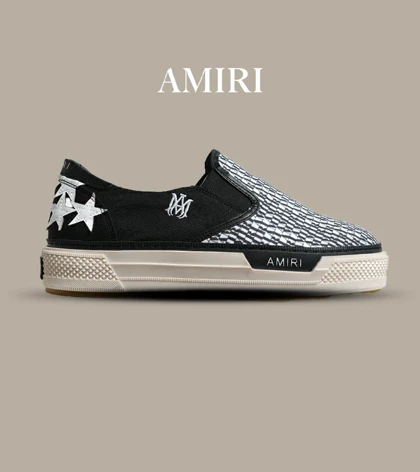کفش اسنیکرزونس مشکی سفید Amiri Stars Text مدل 5999