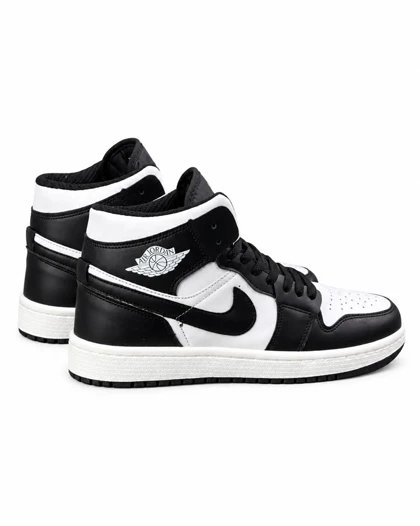 کفش کتانی مردانه مدل جردن وان ساق‌دار مشکی سفید Nike jordan1