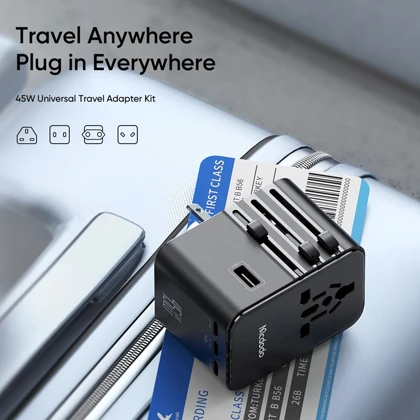 شارژر دیواری USB، تایپ‌سی 45 وات و تبدیل پریز 2500 وات مک‌دودو CP-3270 با کابل تایپ‌سی به تایپ‌سی