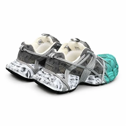 کفش کتانی مردانه مدل بالنسیاگا اسپایدر کاستوم طوسی سبز1 BALENCIAGA SPIDE