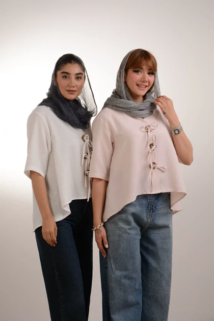 شومیز یقه شکاری دکمه بامبو