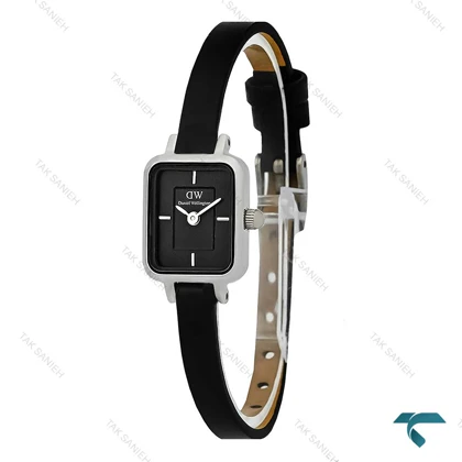 دنیل ولینگتون چرمی زنانه مینی مستطیلی نقره ای صفحه مشکی DW-7975-L