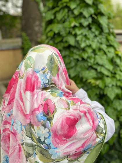 روسری گل سرخابی T003
