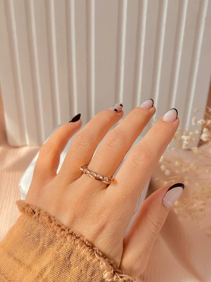 انگشتر حلقه خطی نگینی ژوپینگ