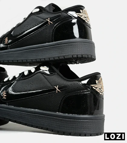 کفش کتانی مردانه و زنانه مشکی ورنی NIKE jordan 1 مدل 6212