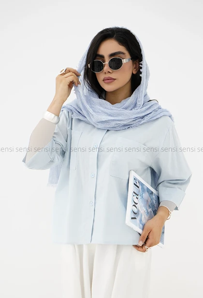 شومیز زنانه لینن اسلپ باکسی کد1006327