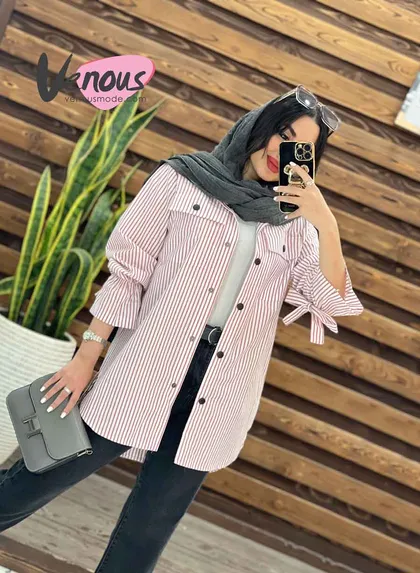 مانتو راه راه آستین کش
