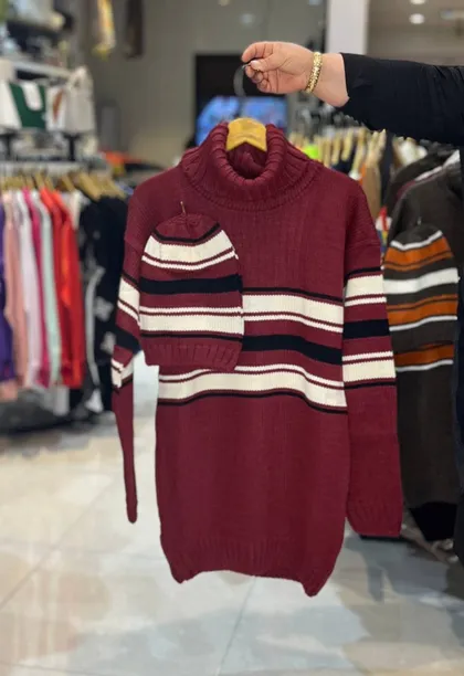 تونیک بافت با کلاه تیارا کد 7366