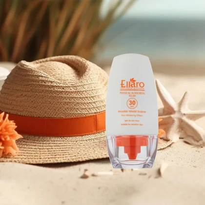 ضد آفتاب فیزیکال بی‌رنگ الارو Ellaro مدل Physical Fluid SPF30 مناسب پوست حساس حجم 50 میلی‌لیتر
