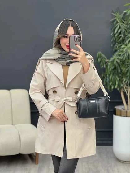 بارانی چهاردکمه برش هلالی