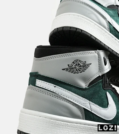 کفش کتانی ساق‌دار طوسی سبز مشکی مردانه Nike air jordan 1