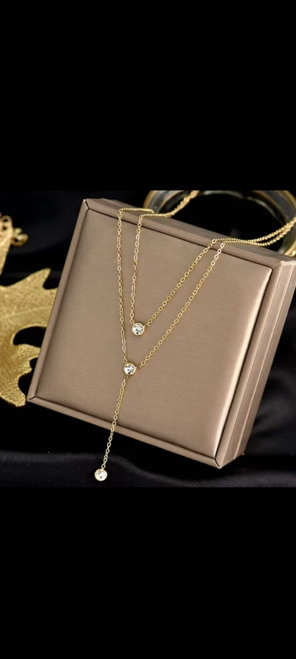 گردنبند دولاین تک نگین