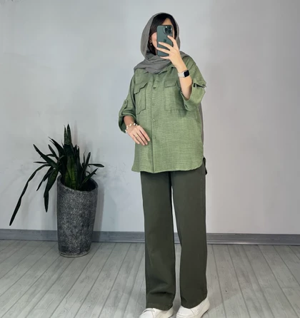 شلوار کتان نیم بگ 4