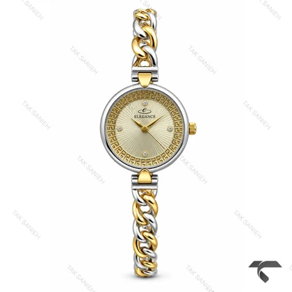 ساعت زنانه الگانس رفرنس EL006 دورنگ طلایی بند کارتیه ای صفحه نباتی Elegance-11481-L