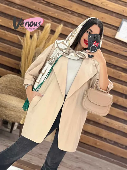 مانتو لینن کتی یقه آمریکایی
