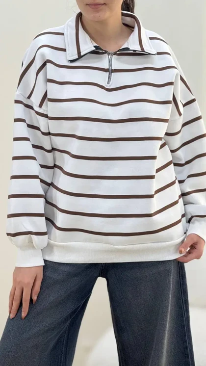 سویشرت نیم زیپ راه راه