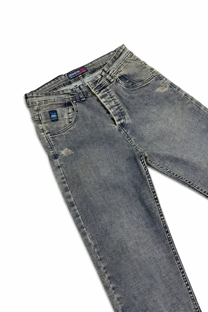 شلوار جین راسته مردانه رنگ طوسی خاص پارچه کشی ترکیبی راحتی اعلاء با استایل رسمی