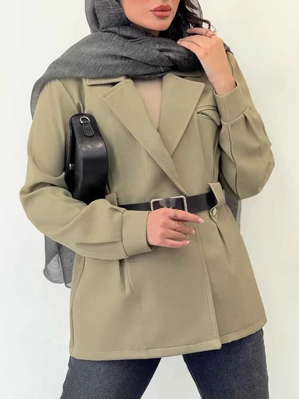 مانتو دو دکمه کمربند دار