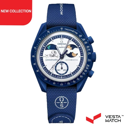 ساعت مچی امگا سواچ مدل MISSION TO EARTHPHASE - MOONSHINE GOLD SO33N704L