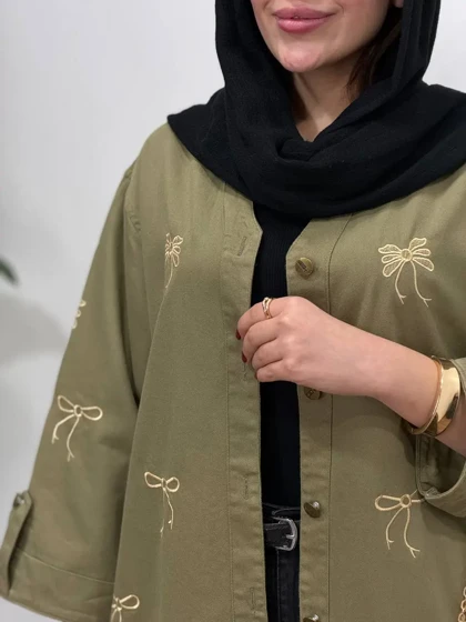 مانتو کتان گلدوزی آیسو ویولت