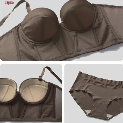 ست شورت و سوتین زنانه ماییلدا مدل لانگ لاین فنردار بند متحرک کد 5480-028