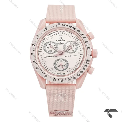 امگا سواچ مون واچ ماموریت به ونوس بند رابر صورتی Swatch-10200-U