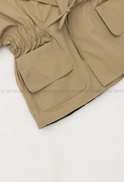 بارانی کمرکش کتان کد1004289