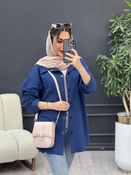 مانتو لینن دو جیب پایین هلال آلا