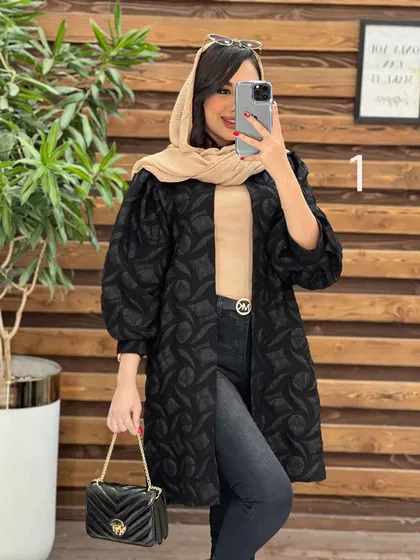 مانتو طرح دار آستین پفی