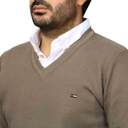 پلیور بافت یقه هفت فندوقی مردانه مدل 669855