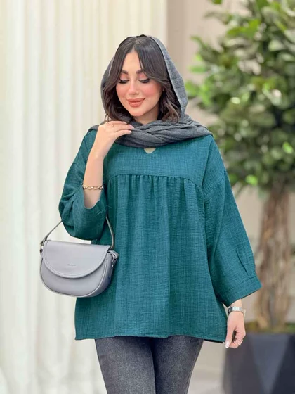 مانتو جلو بسته چین‌دار
