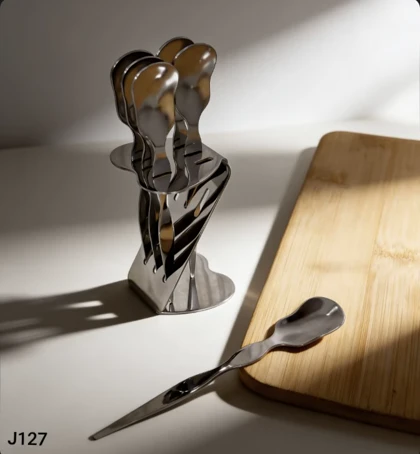 قاشق دسر خوری 6عددی استند دار نقره ای