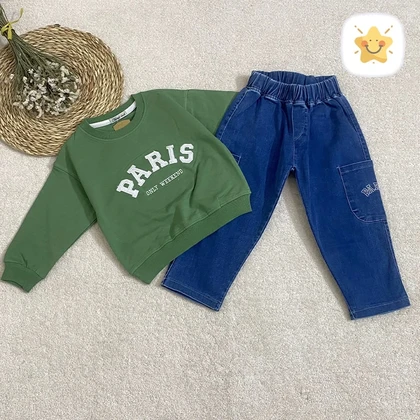 بلوز شلوار جین پسرانه مدل paris کیفیت عالی 2 تا 10 سال