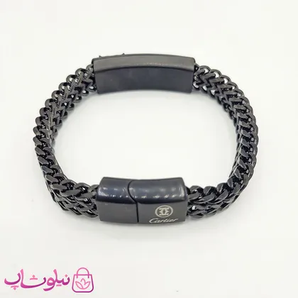 دستبند مردانه زنجیری کارتیه مشکی