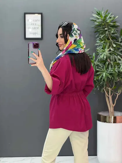 مانتو لینن دکمه مخفی کمرگت