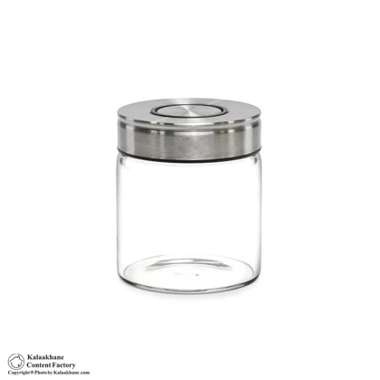 ادویه شیشه ای یونیک درب استیل مدل 1728 سایز 7.5 سانت