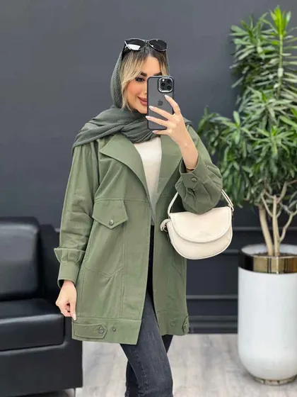 مانتو لینن دو جیب نما پایین پاگن