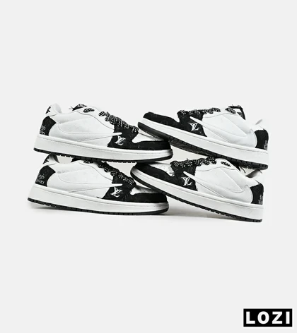 کفش کتانی مردانه و زنانه مشکی سفید NIKE LOUIS VUITTON x travis scott