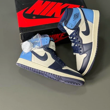 کتانی نایک ایر جردن وان ساق‌دار ابسیدین Nike Air Jordan 1 Retro High Obsidian UNC