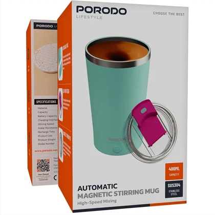 ماگ همزن دار شارژی پرودو Porodo مدل PDSSMHQ168BL ظرفیت 400 میلی لیتر