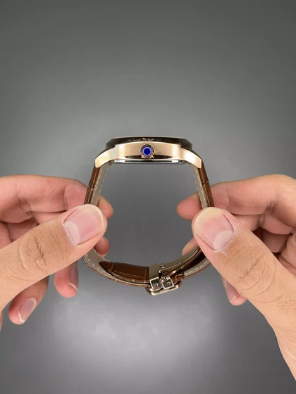 ساعت مچی کارتیه صفحه اسکلتون بند چرمی قهوه ای Cartier