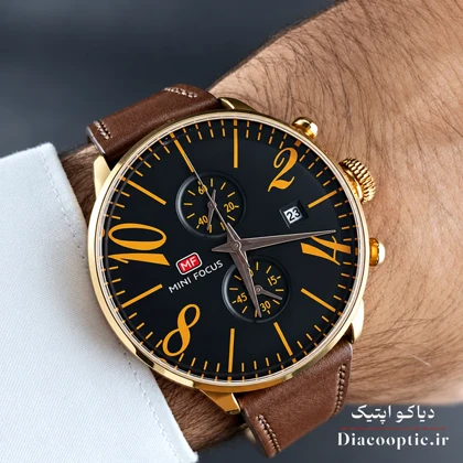 ساعت مچی مردانه اورجینال موتور ژاپن برند مینی فوکوس سه موتور مدل Mf0135G.02 بند چرم