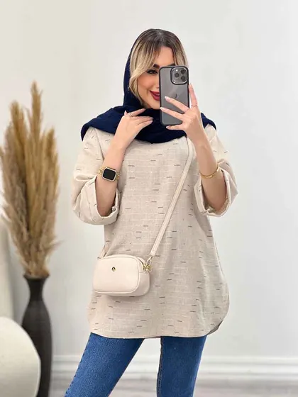 مانتو لینن نچرال یقه چاک