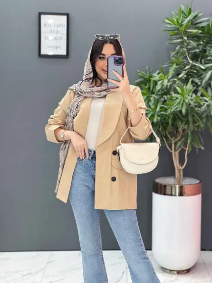مانتو کتی چهاردکمه یقه آرشال