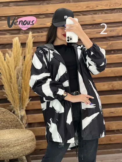 سویشرت طرحدار جلوزیپ