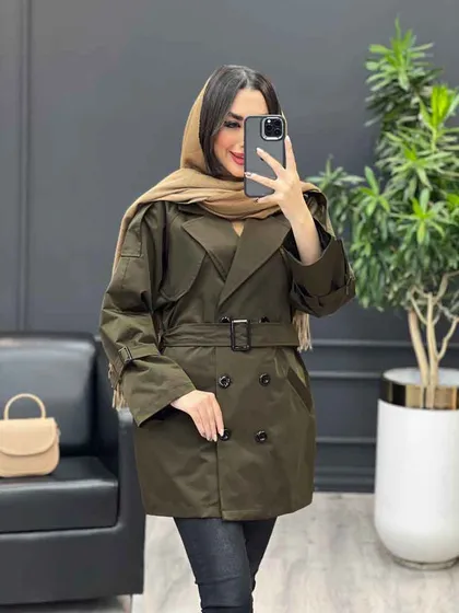 بارانی شش دکمه ژیله گرد کوتاه