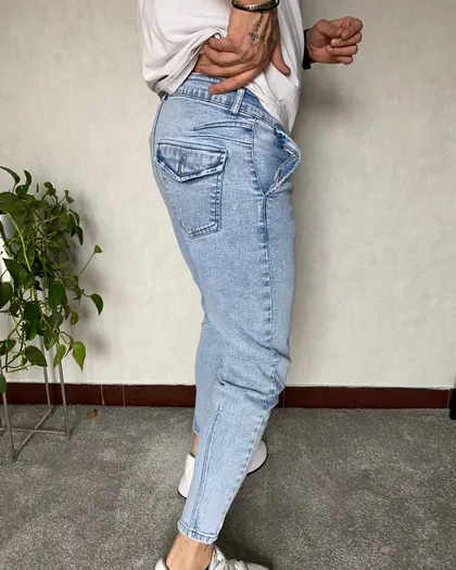 شلوار دمپازیپ ابی ساده