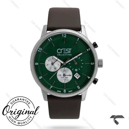 ساعت کرست مردانه 6257-5 سیلور سبز Crest-10863-G