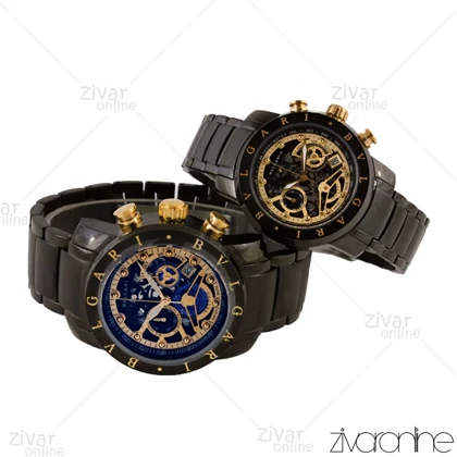 ست ساعت بولگاری سه موتوره صفحه مشکی طلایی 105725
